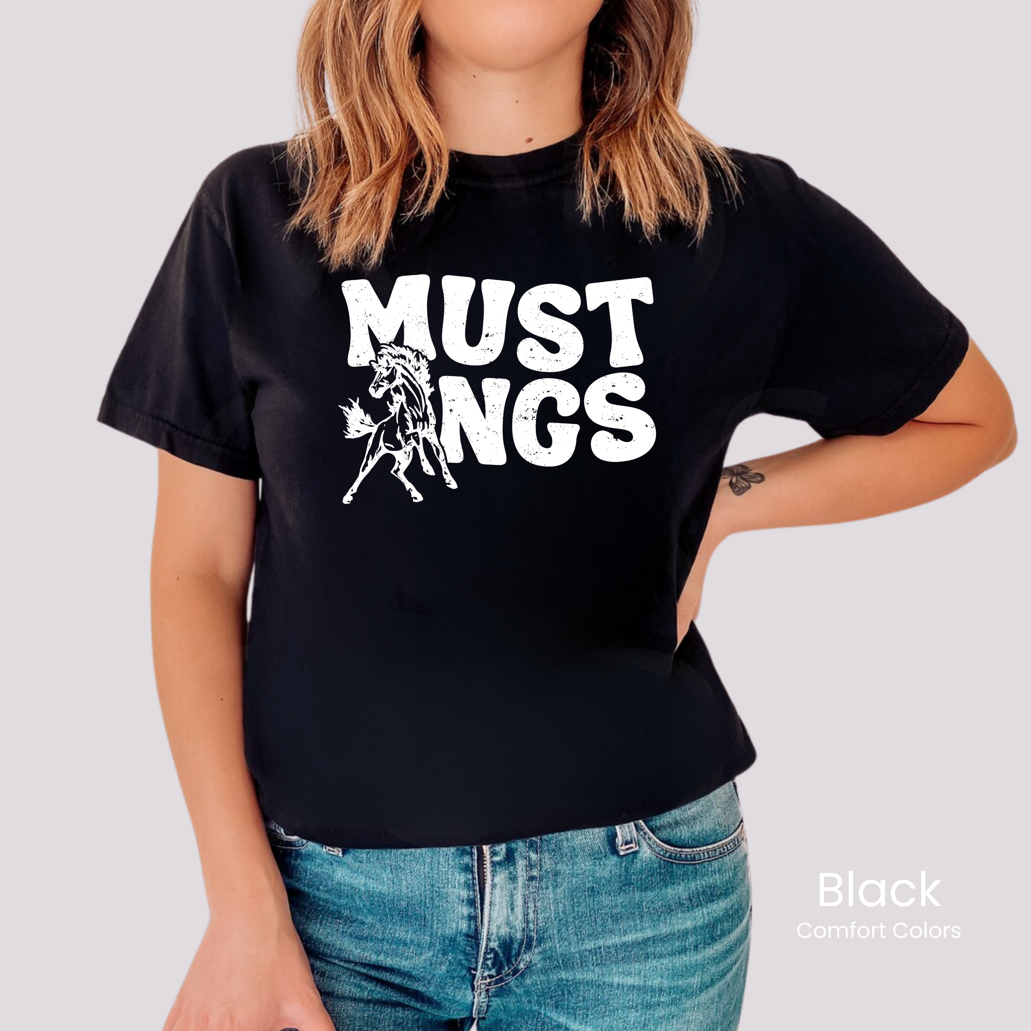 Comfort Colors Boxy Crop White Groovy Mustangs Tee