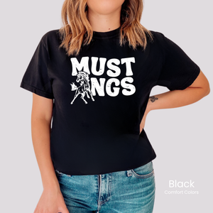 Comfort Colors Boxy Crop White Groovy Mustangs Tee