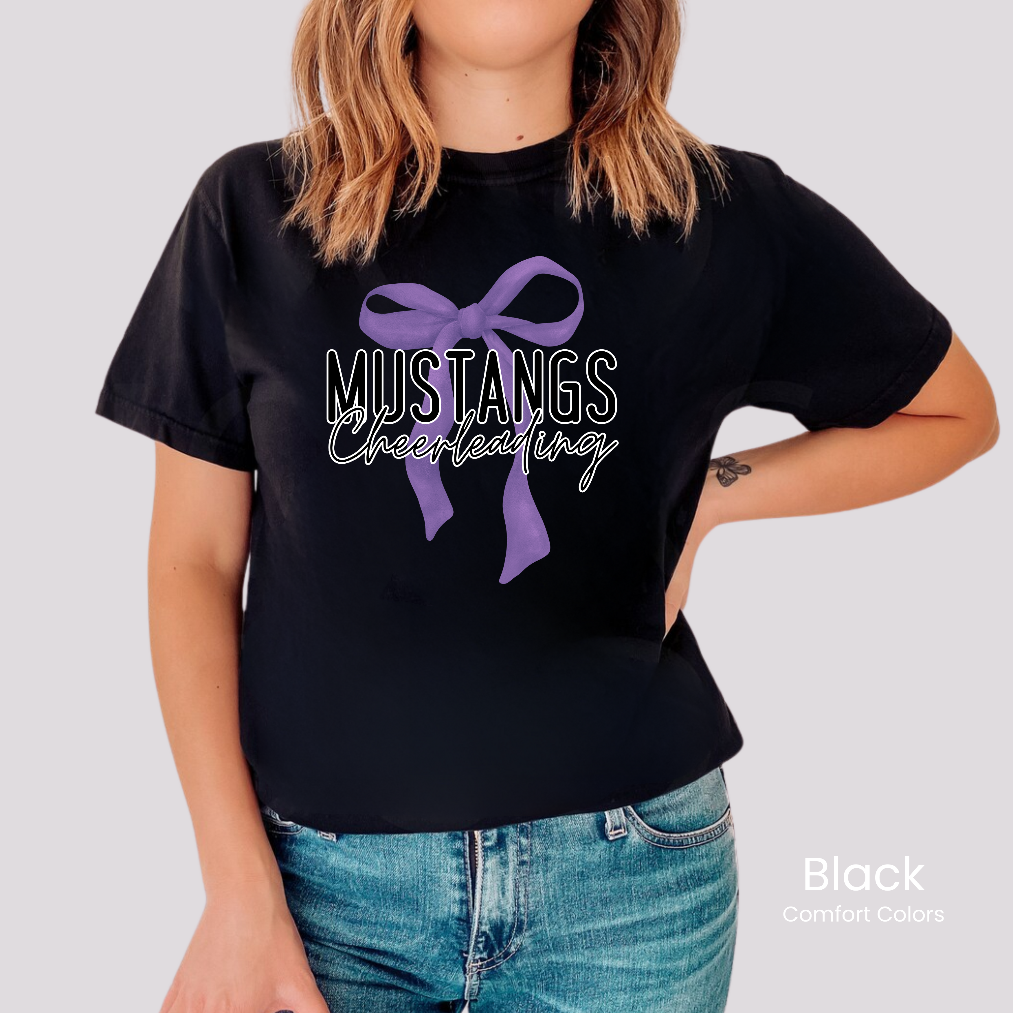 Comfort Colors Boxy Crop Cheerleading Bow Tee