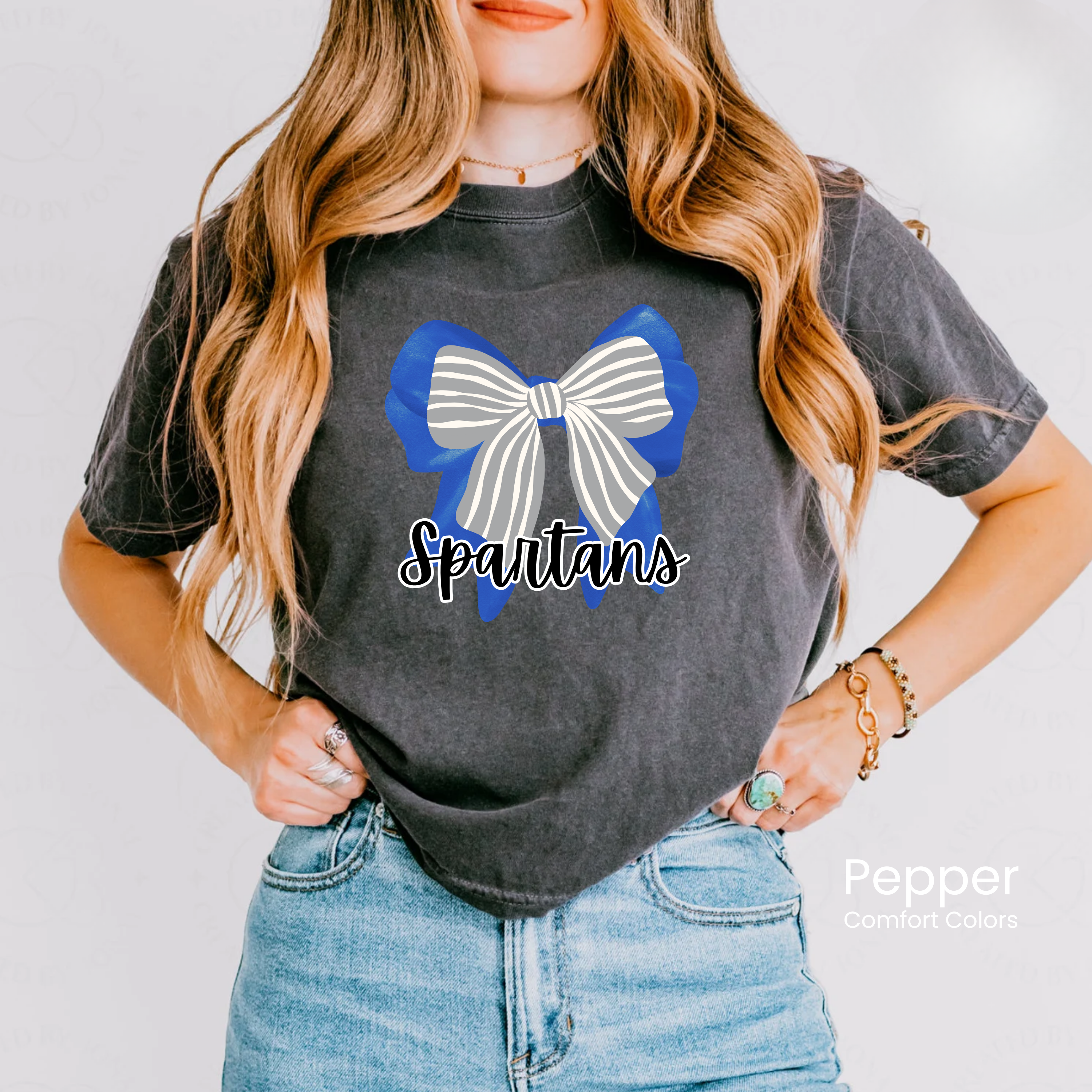Comfort Colors Boxy Crop Spartans Double Bow Tee