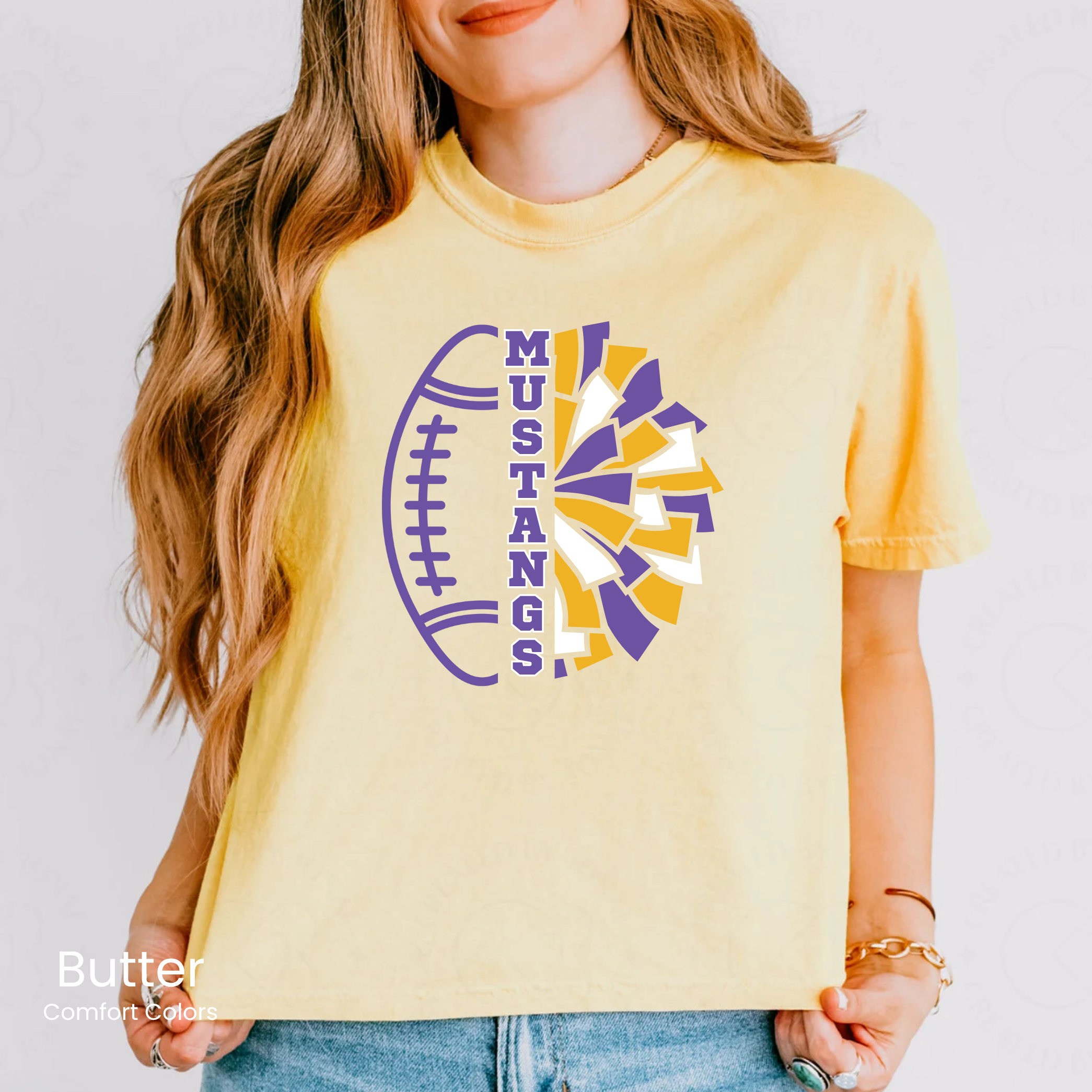 Comfort Colors Boxy Crop Football & Cheer Tee