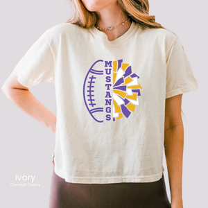 Comfort Colors Boxy Crop Football & Cheer Tee