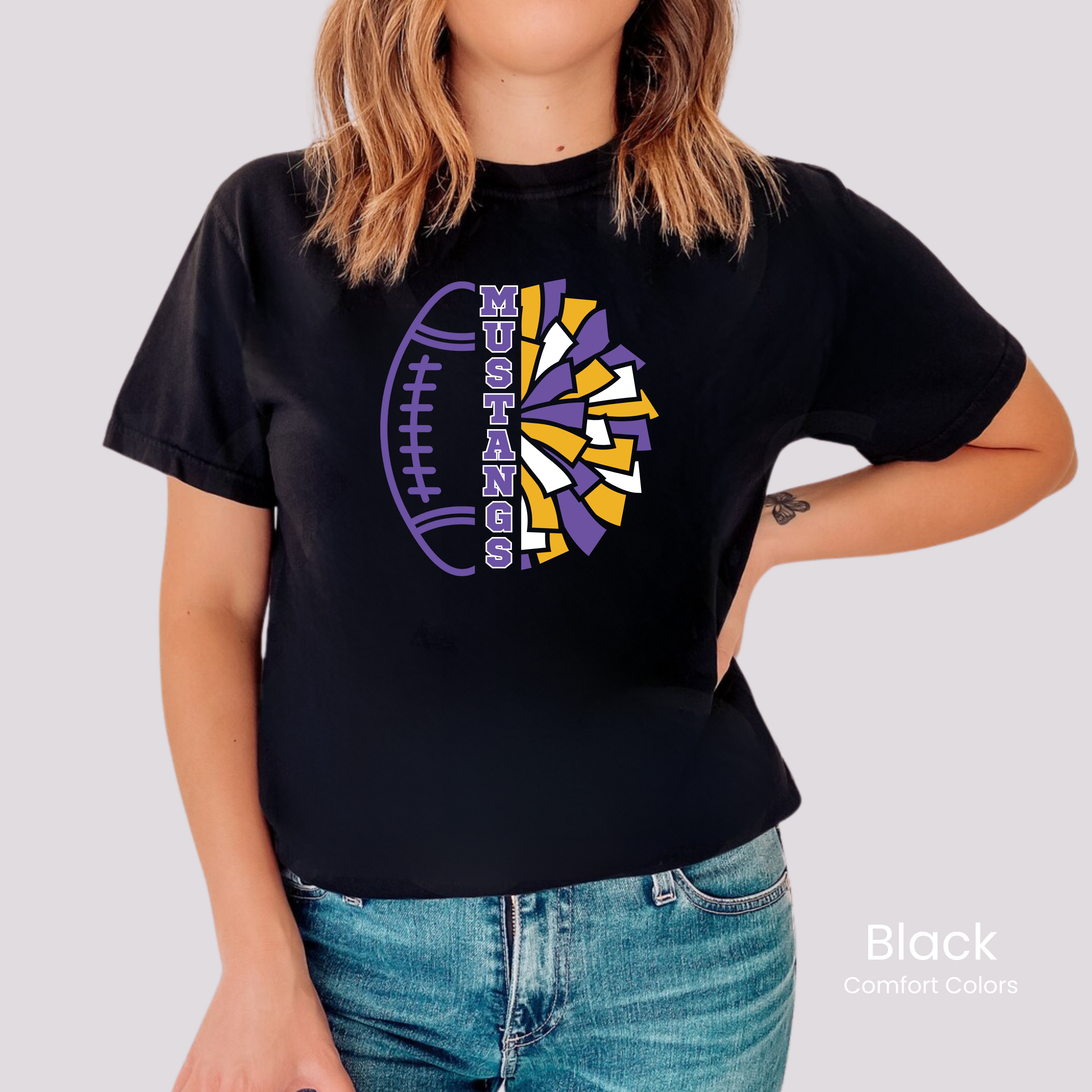 Comfort Colors Boxy Crop Football & Cheer Tee