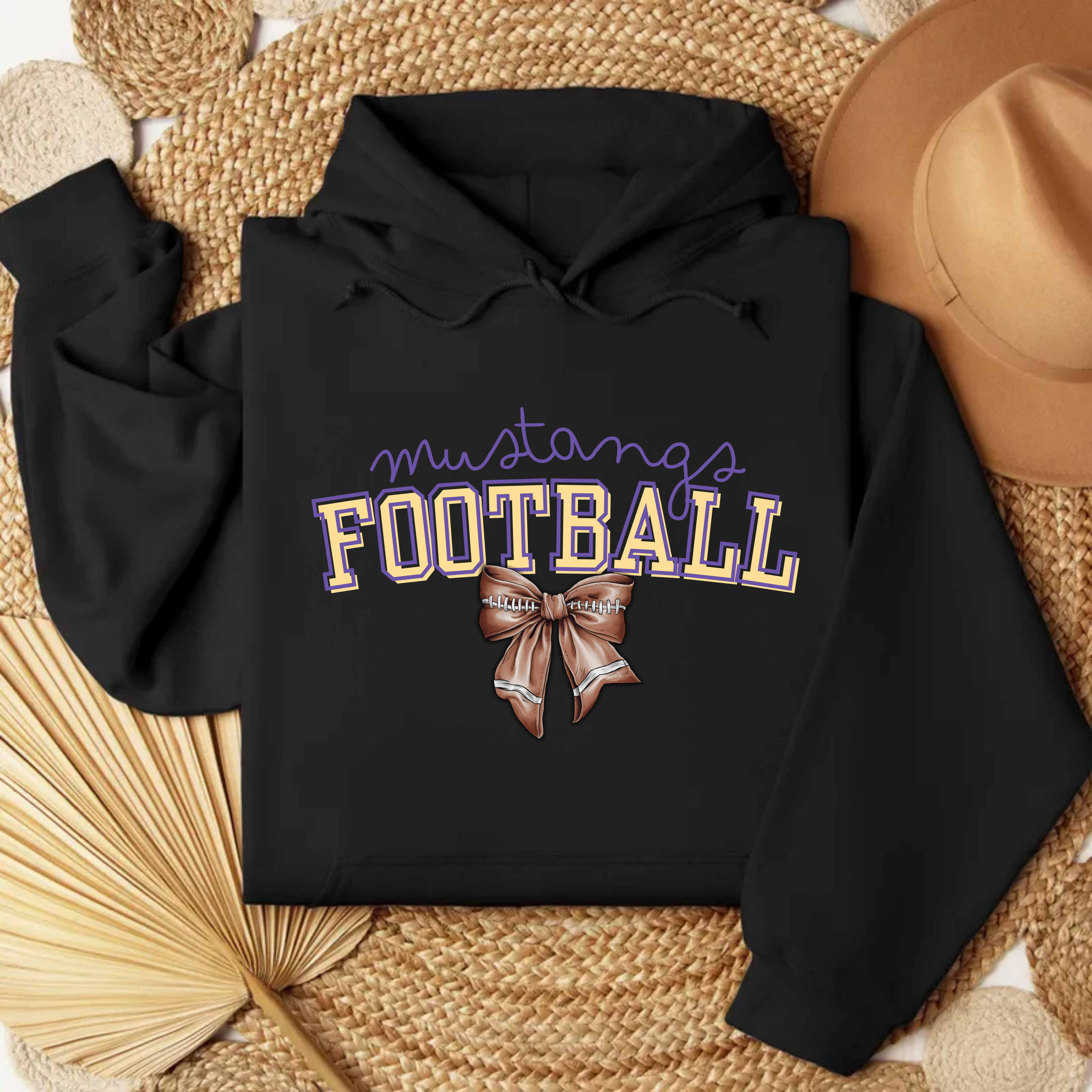 Gildan Softstyle Mustangs Football Bow Hoodie
