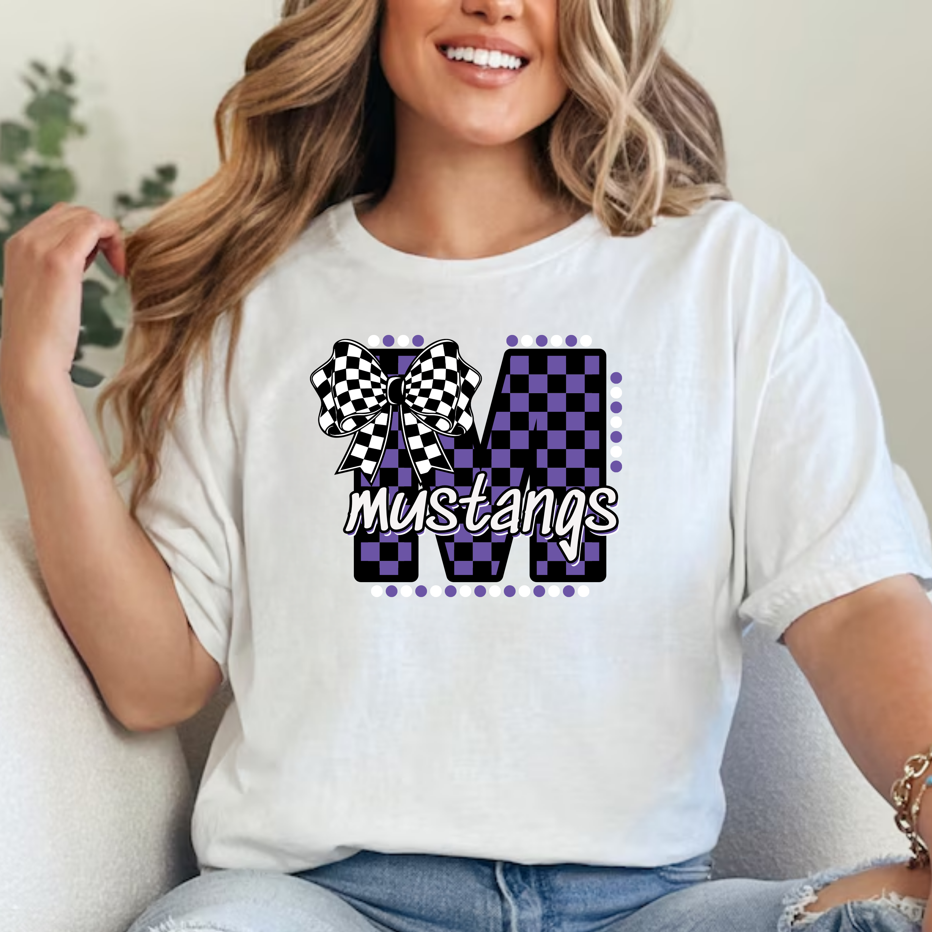 Gildan Softstyle Mustangs Checker Mustangs Tee
