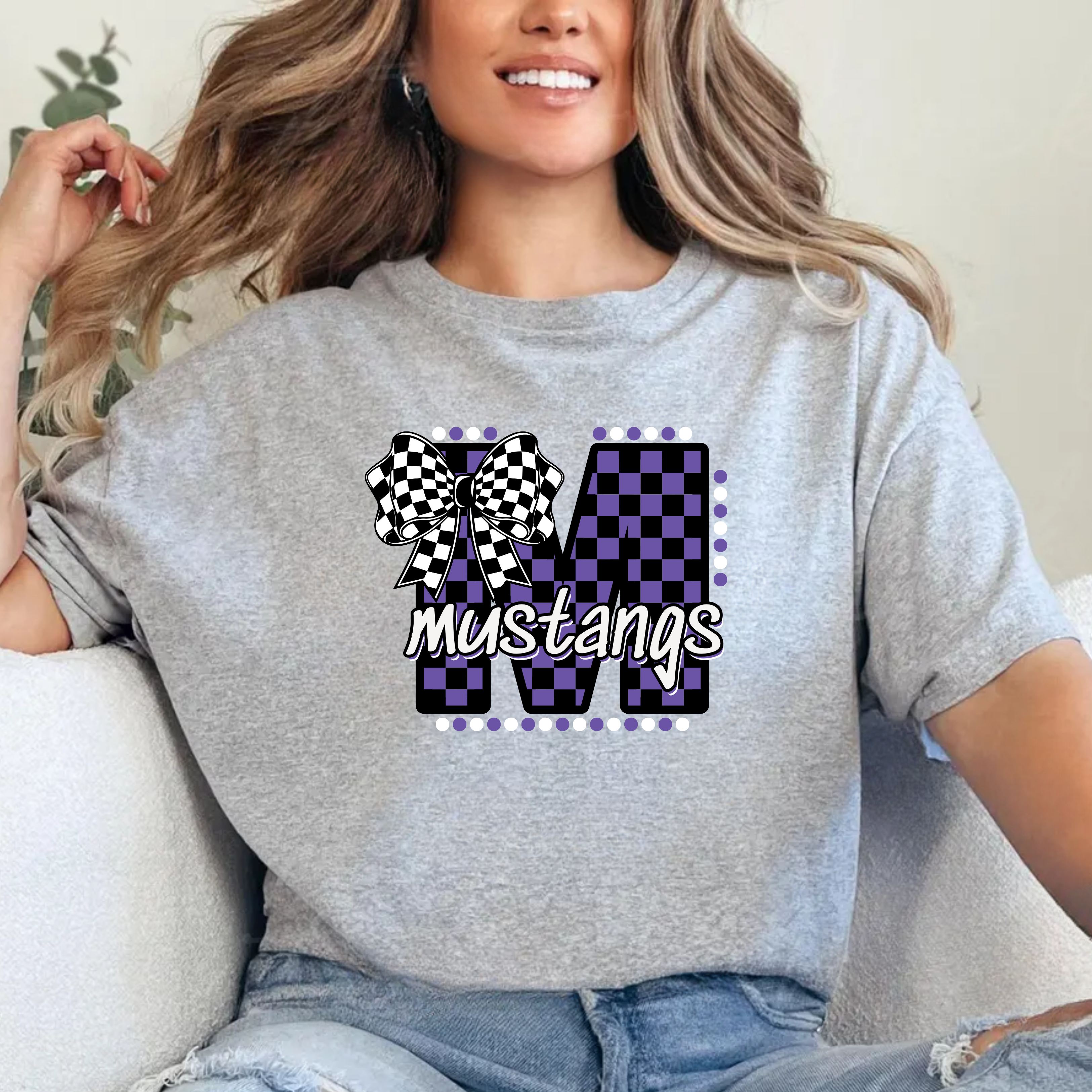 Gildan Softstyle Mustangs Checker Mustangs Tee