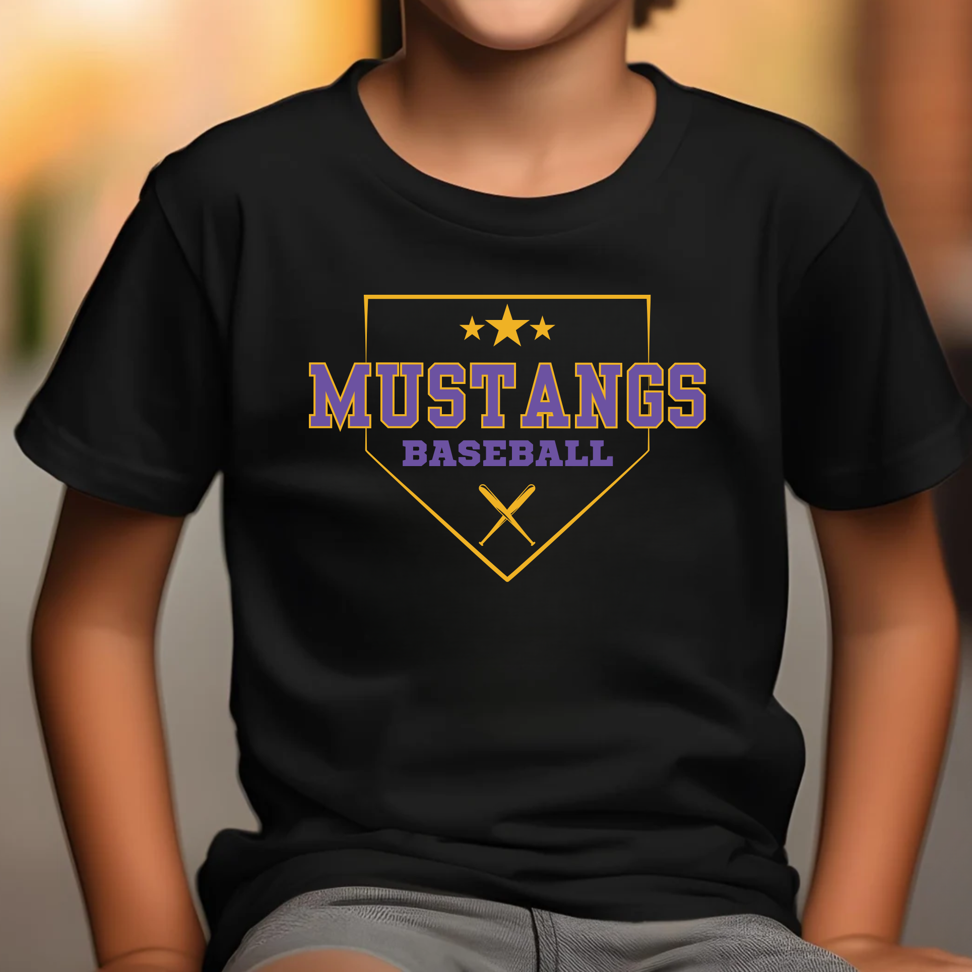 Youth Mustangs Baseball Tee