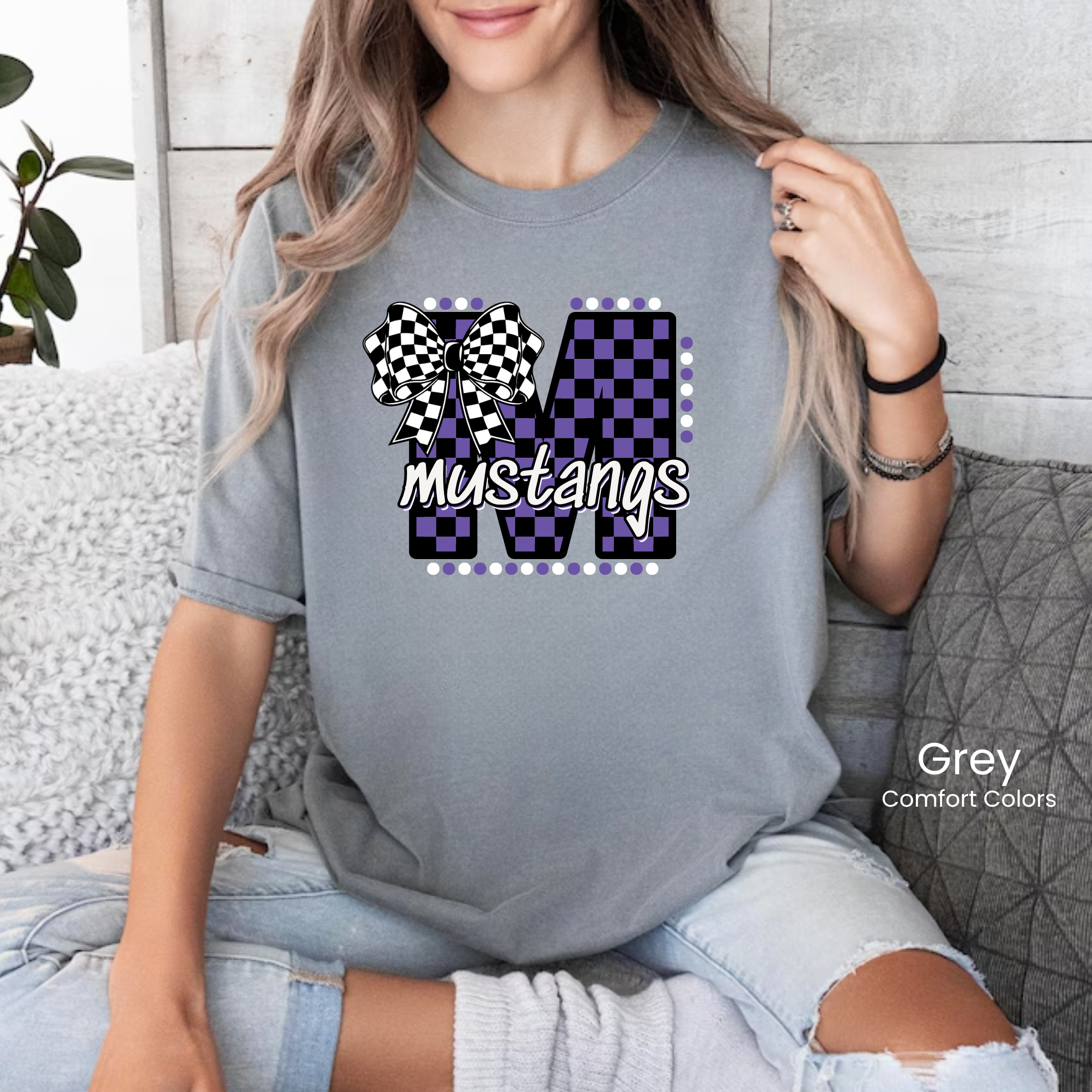 Comfort Colors Checker Mustangs Tee