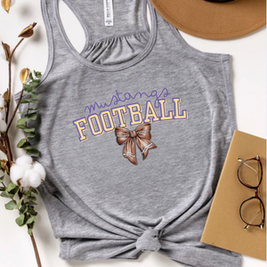 Mustangs Football Bow Flowy Racerback Tank