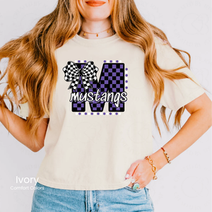 Comfort Colors Boxy Crop Checker Mustangs Tee