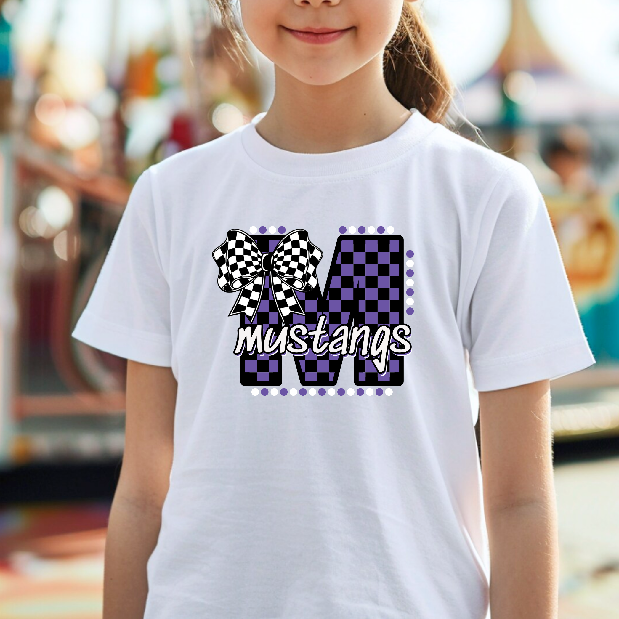Youth Checker Mustangs Tee