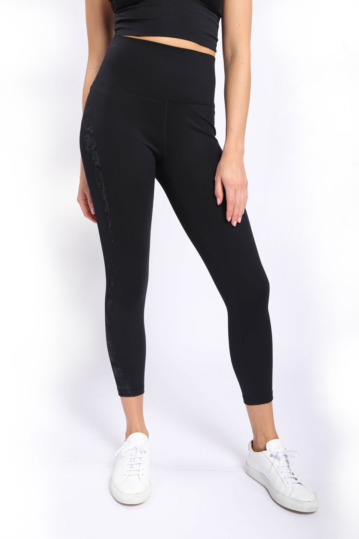 Metallic Splice High-Waist Leggings
