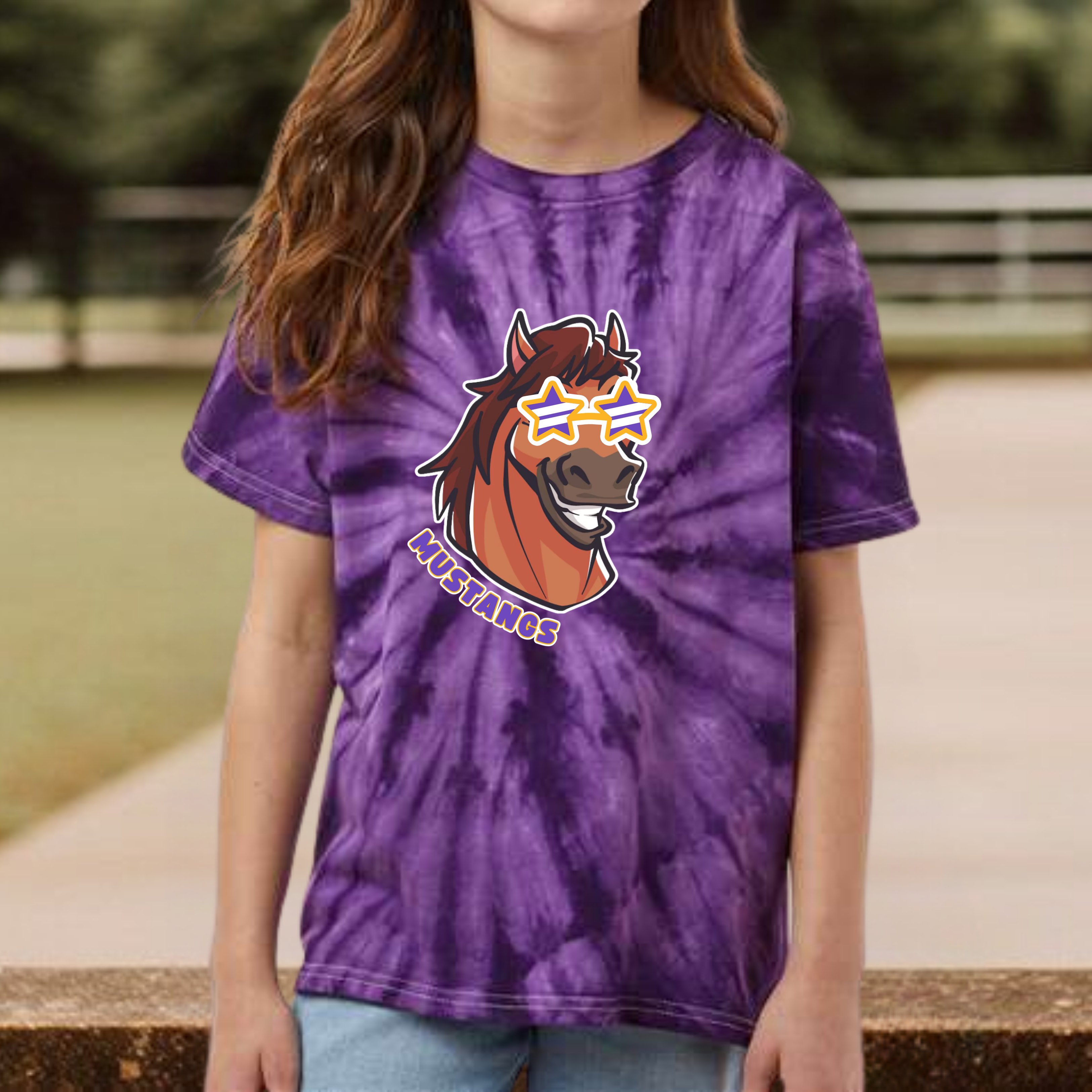 Youth Cool Mustang Tie Dye Tee