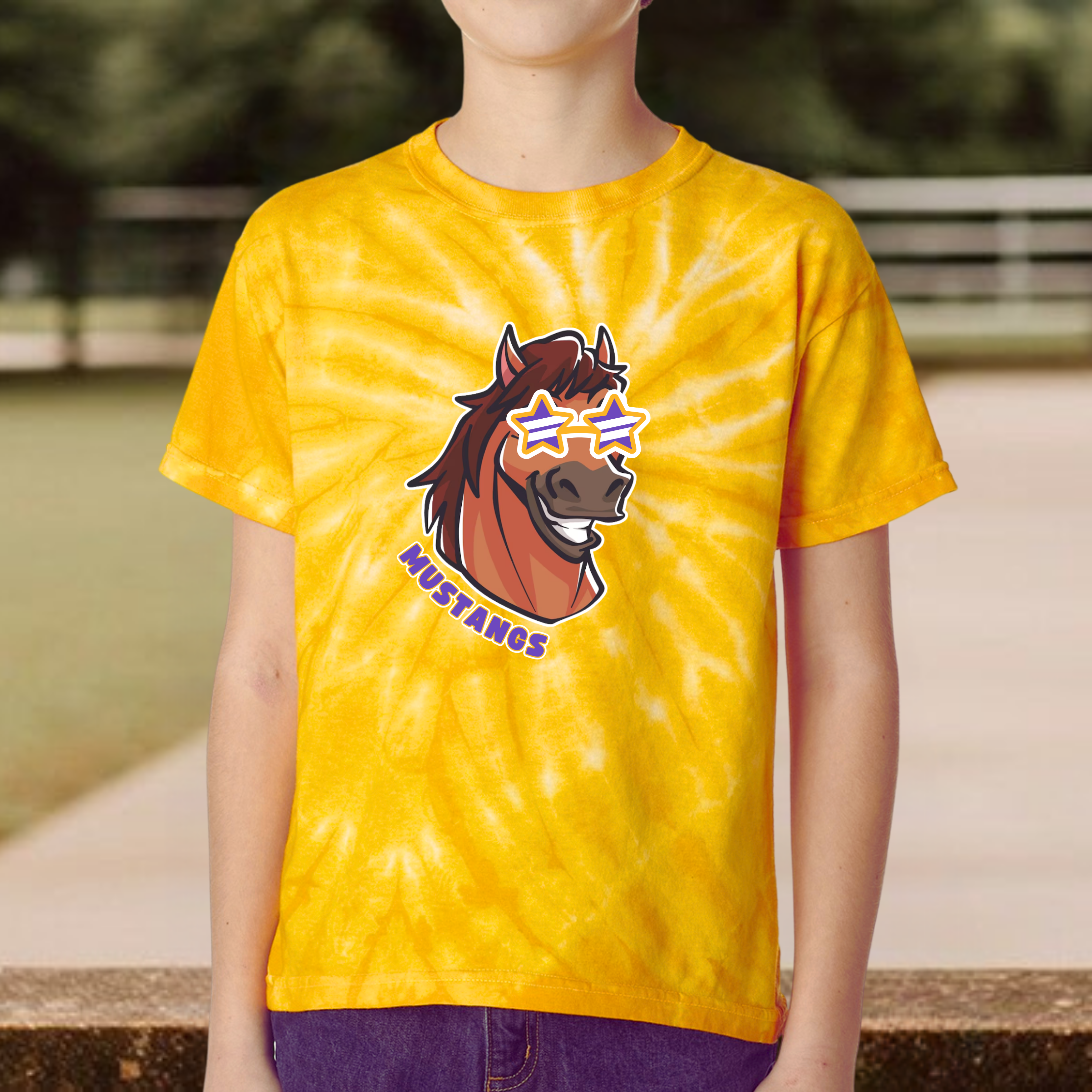 Youth Cool Mustang Tie Dye Tee