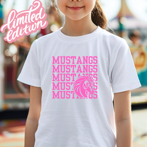 Youth PINK Mustangs On Repeat Tee