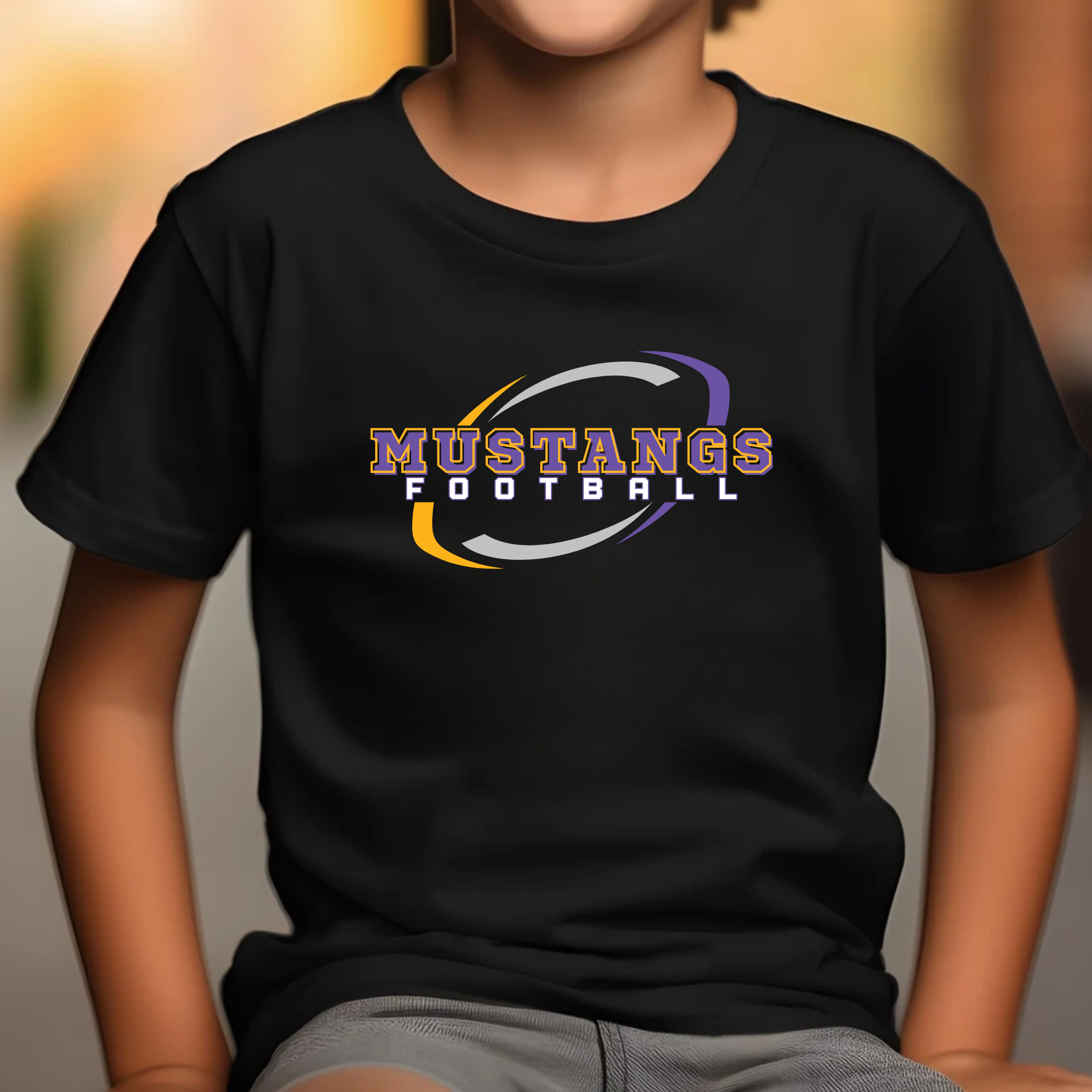 Youth Mustangs Football Swirl Tee