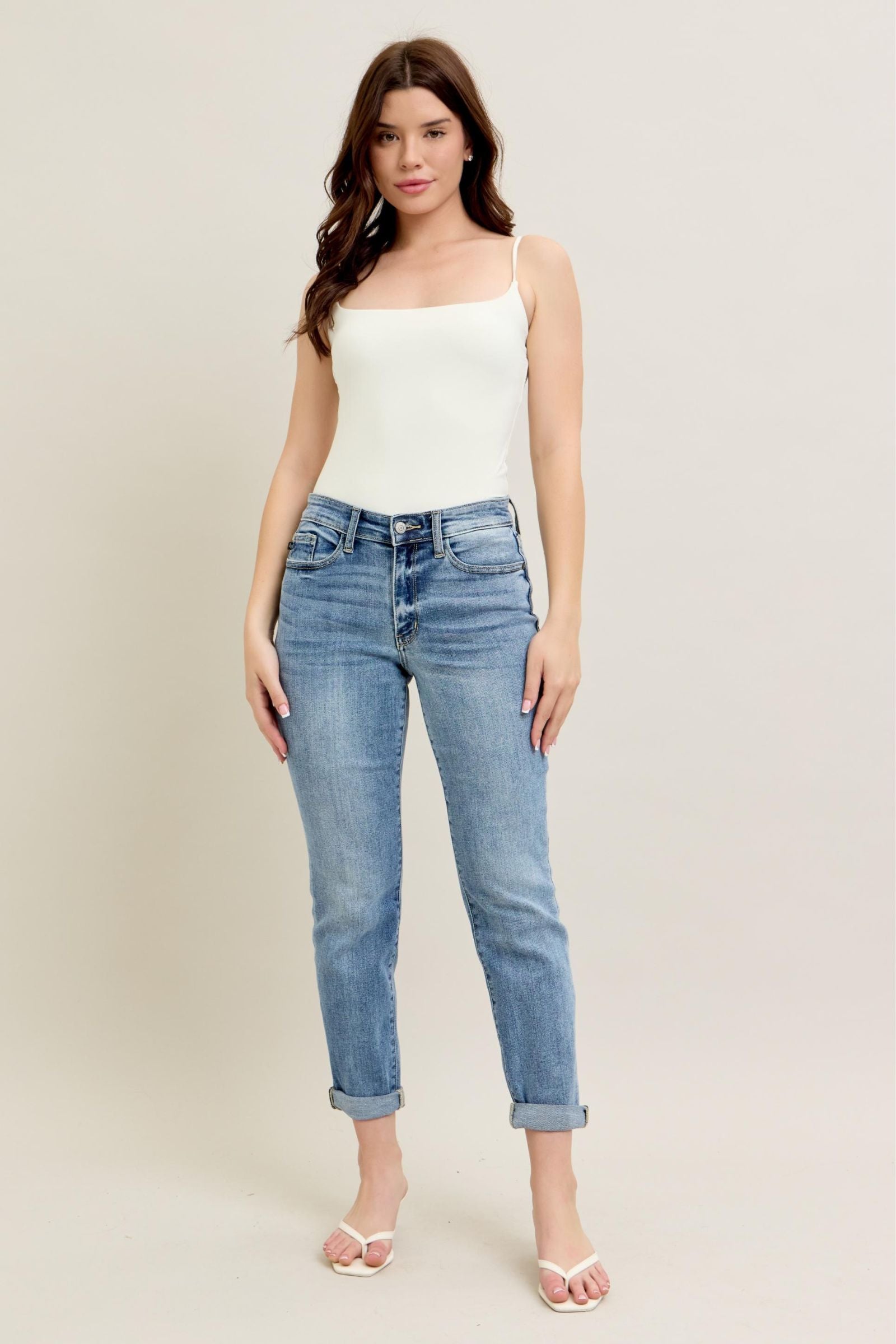 Braxton Bleach Wash Mid Rise Boyfriend Jeans