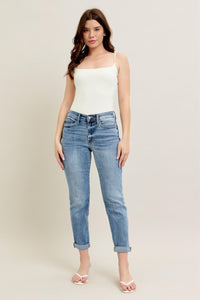 Braxton Bleach Wash Mid Rise Boyfriend Jeans