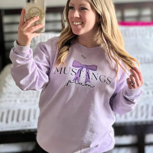 Plum Mustangs Bow Crewneck Sweatshirt