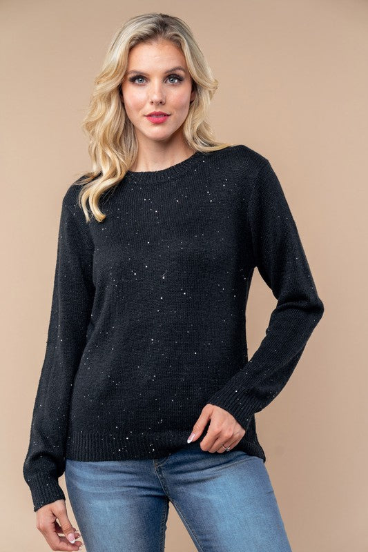 Midnight Spark Sequin Knit Sweater