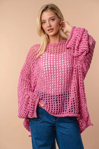Pink Open Knit Pullover