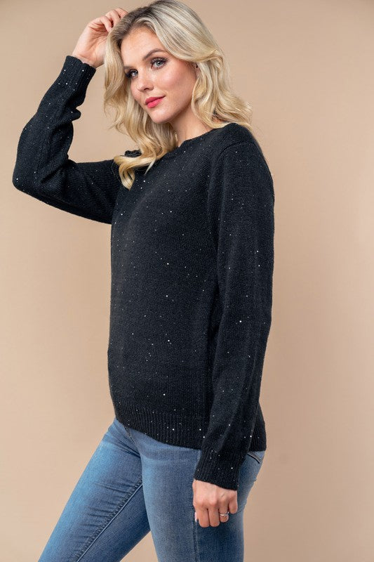 Midnight Spark Sequin Knit Sweater