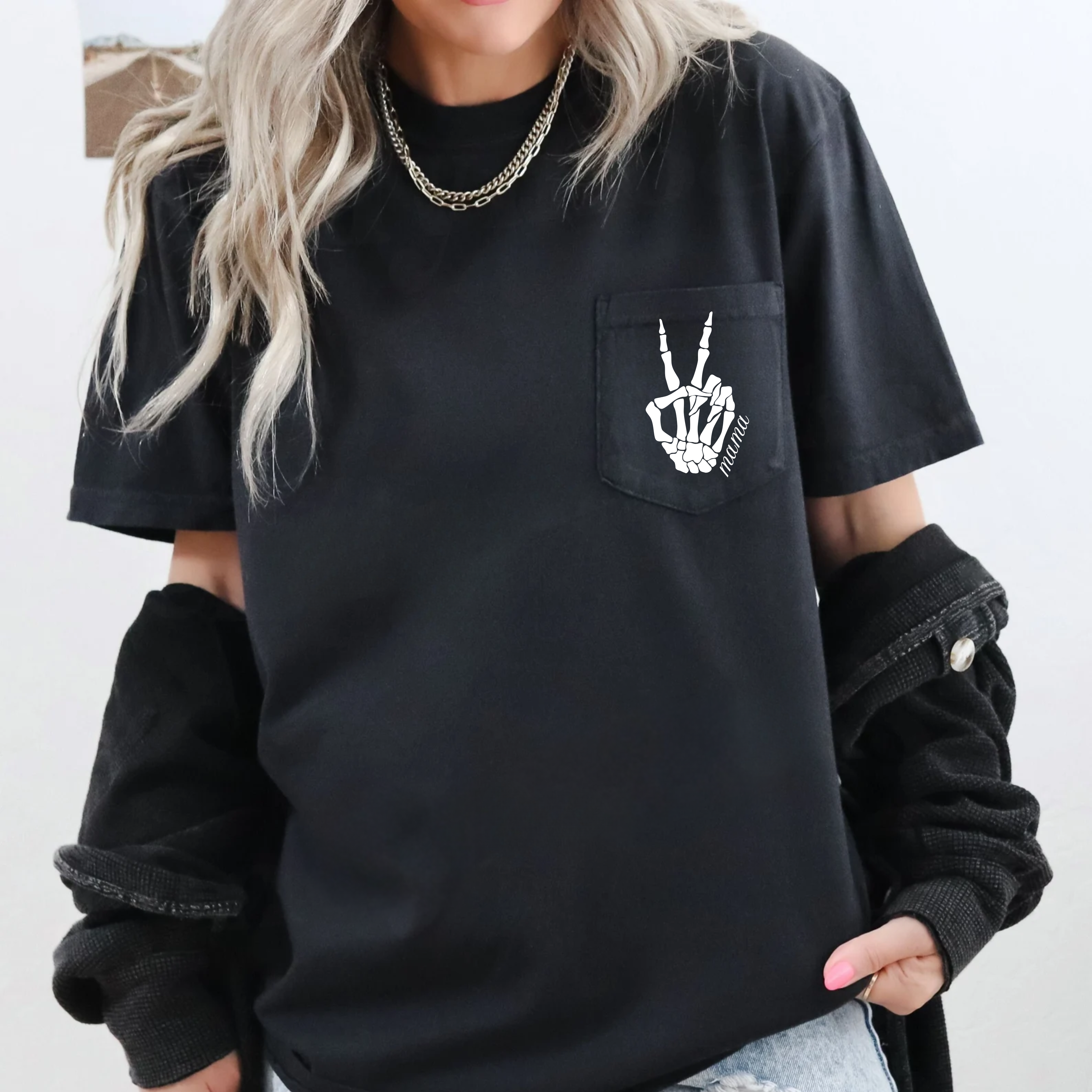 Skelly In My Pocket Peace Mama Tee