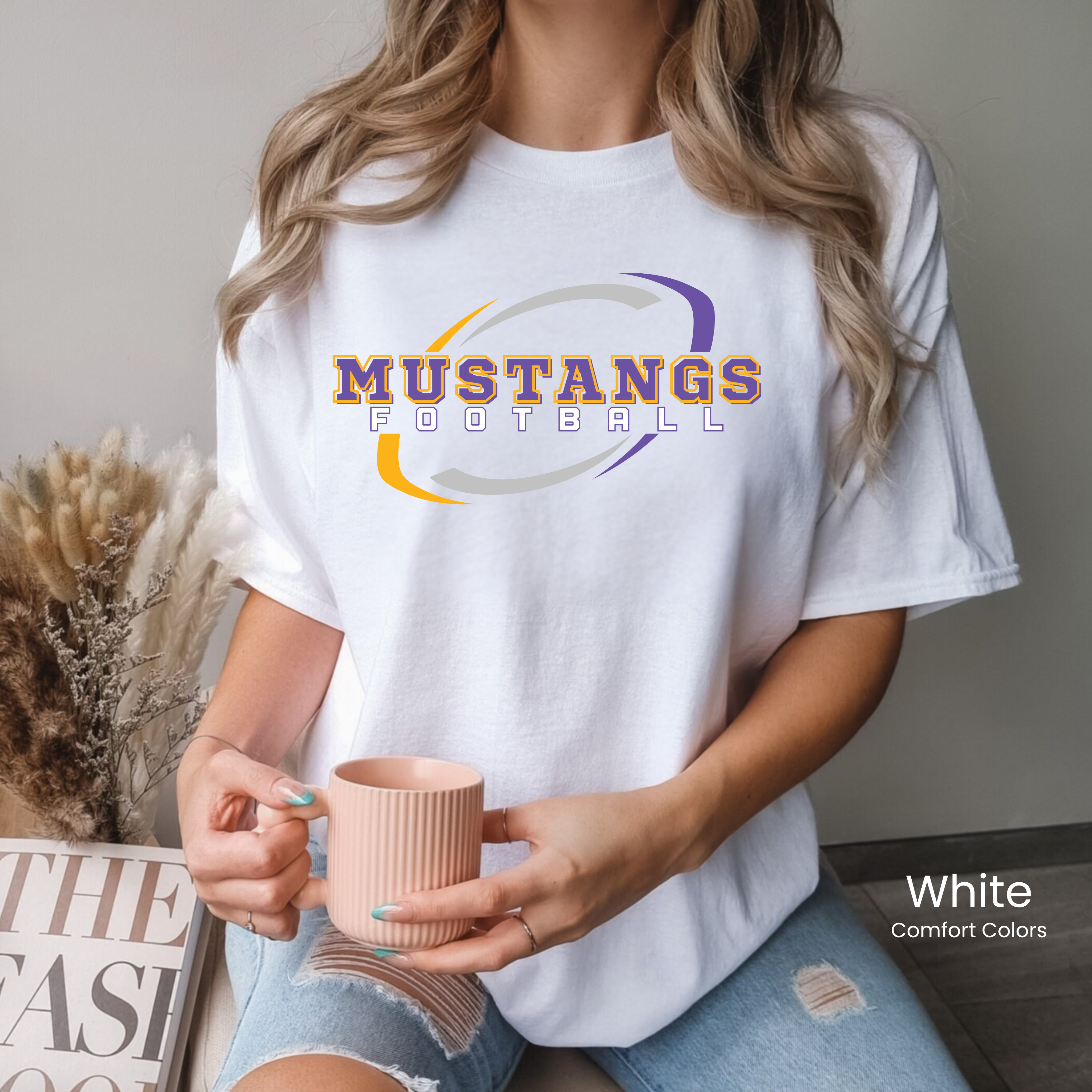 Comfort Colors Mustangs Football Swirl Tee