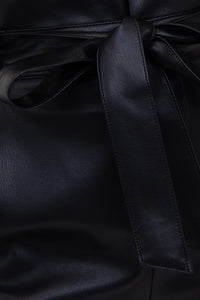Faux Black Leather Paperbag Pants