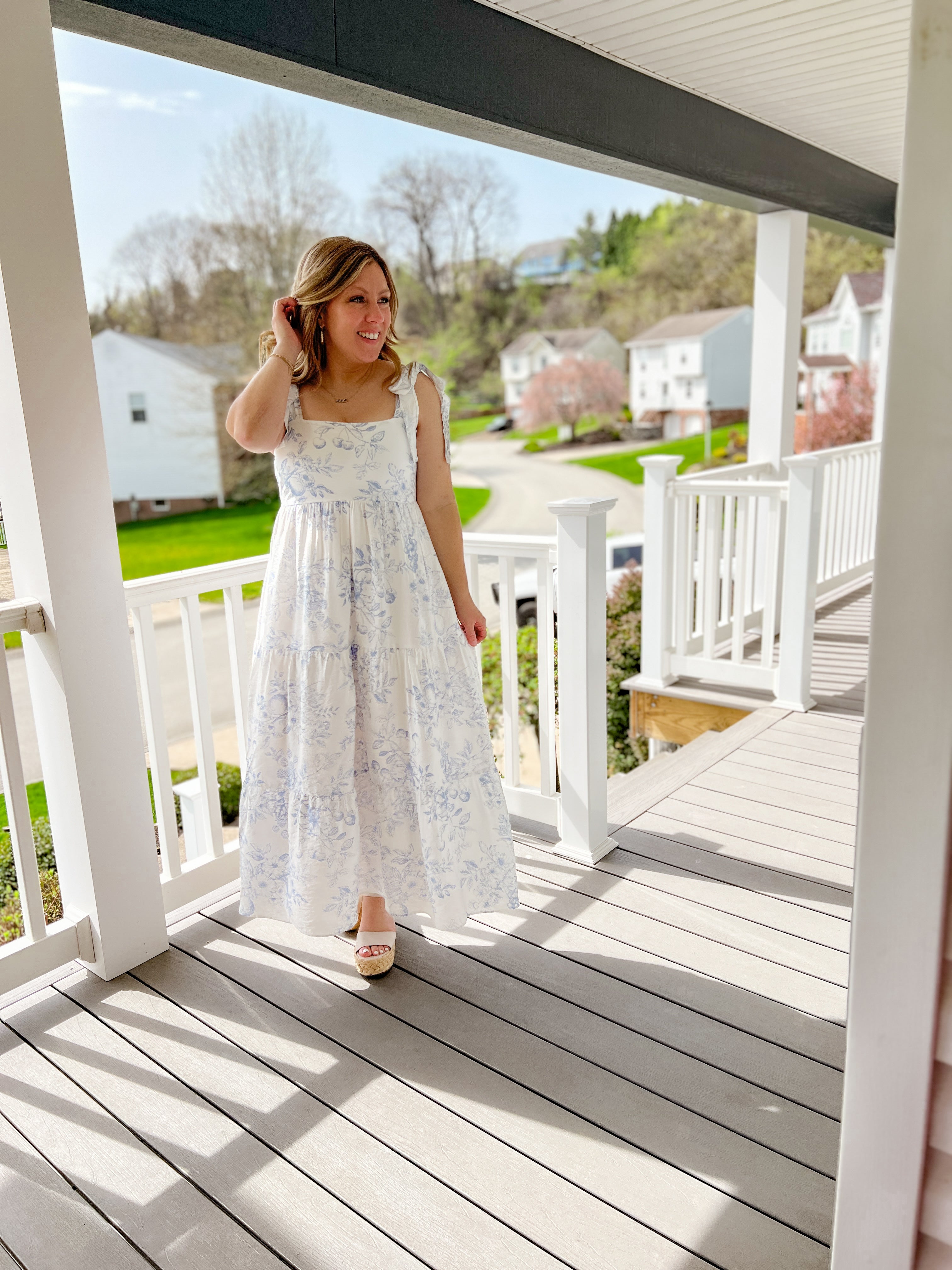 Fruit Blossom Tiered Midi Dress