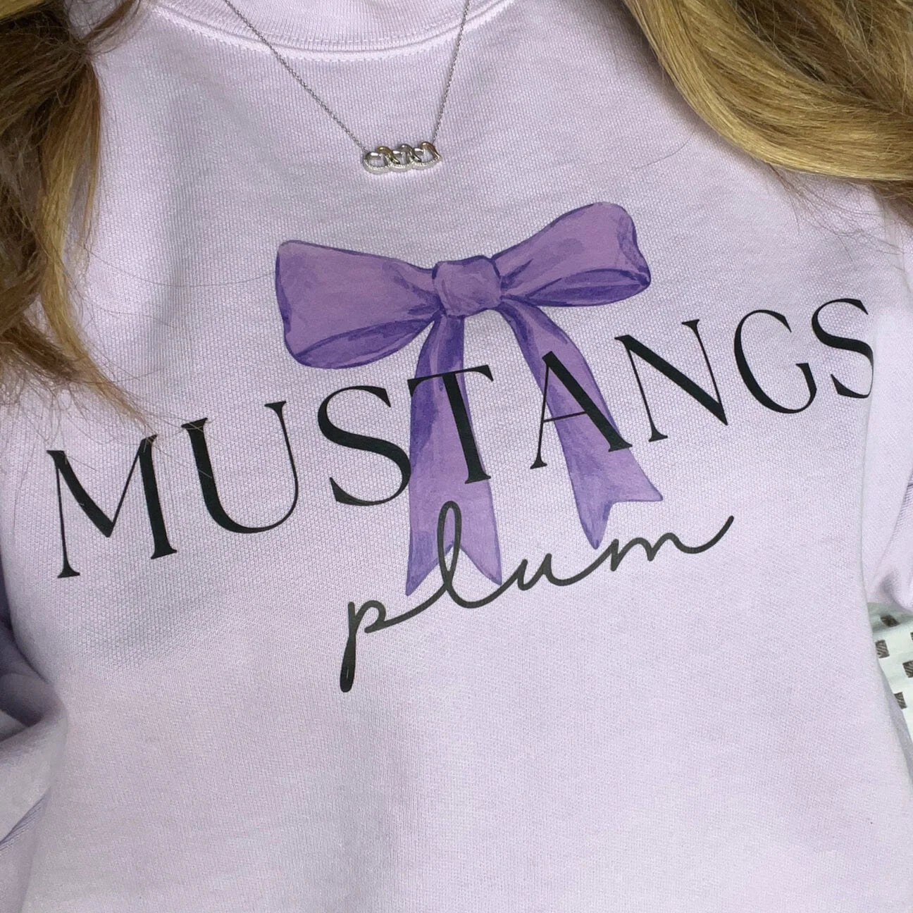 Plum Mustangs Bow Crewneck Sweatshirt