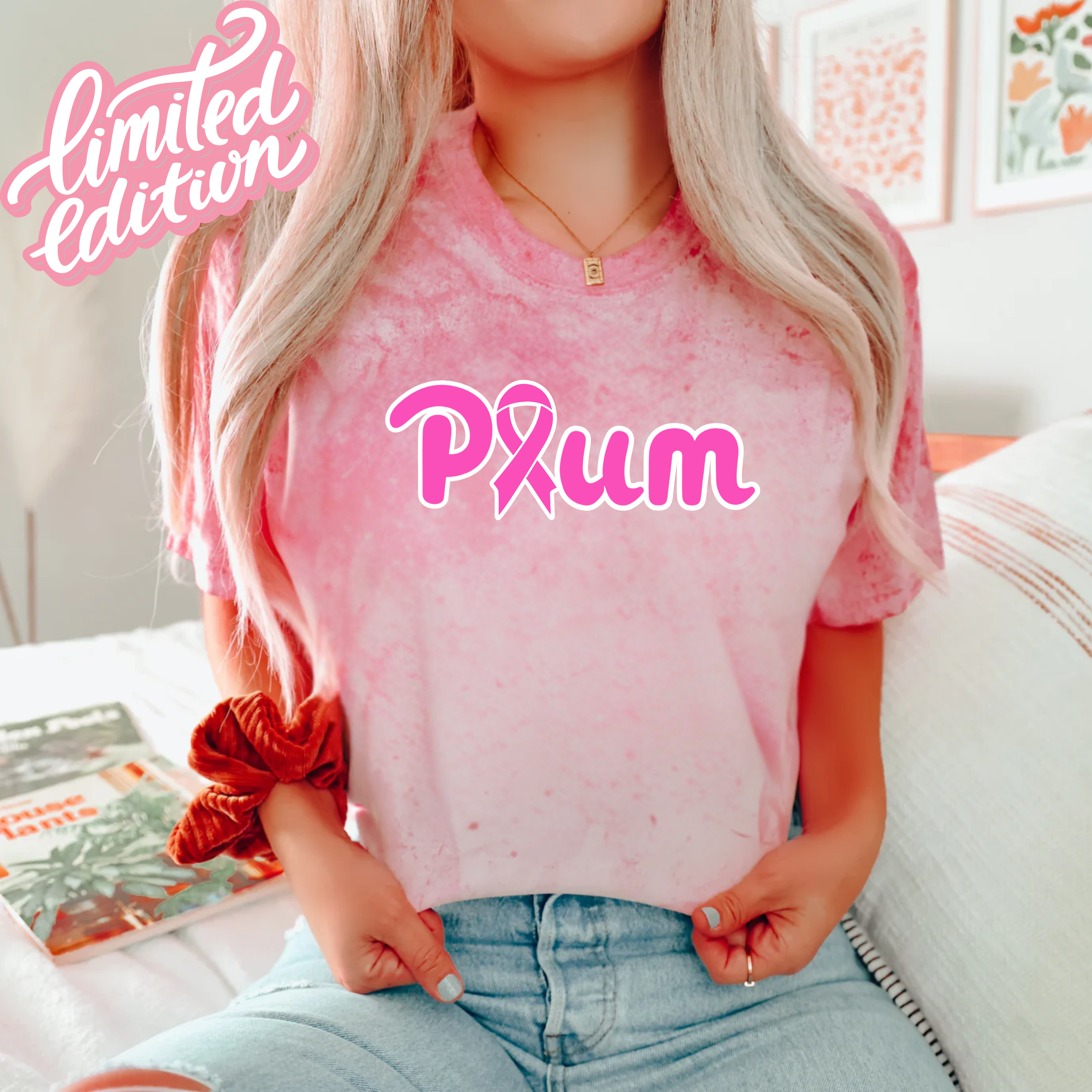 Comfort Colors PINK Plum Ribbon Tee