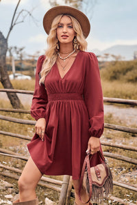 Brick House Long Sleeve Smocked  Mini Dress