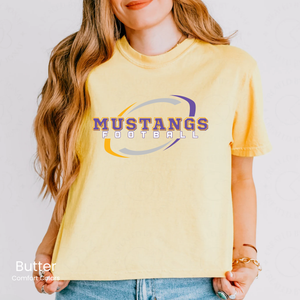 Comfort Colors Boxy Crop Mustangs Football Swirl Tee