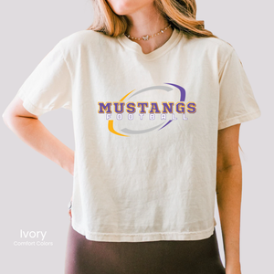 Comfort Colors Boxy Crop Mustangs Football Swirl Tee