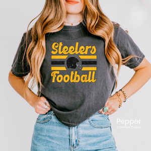 Comfort Colors Boxy Crop Steel City Football Tee