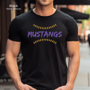 Gildan Softstyle Mustangs Baseball Laces Tee