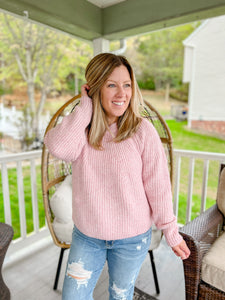 Cozy Melange Sweater in Rose Pink