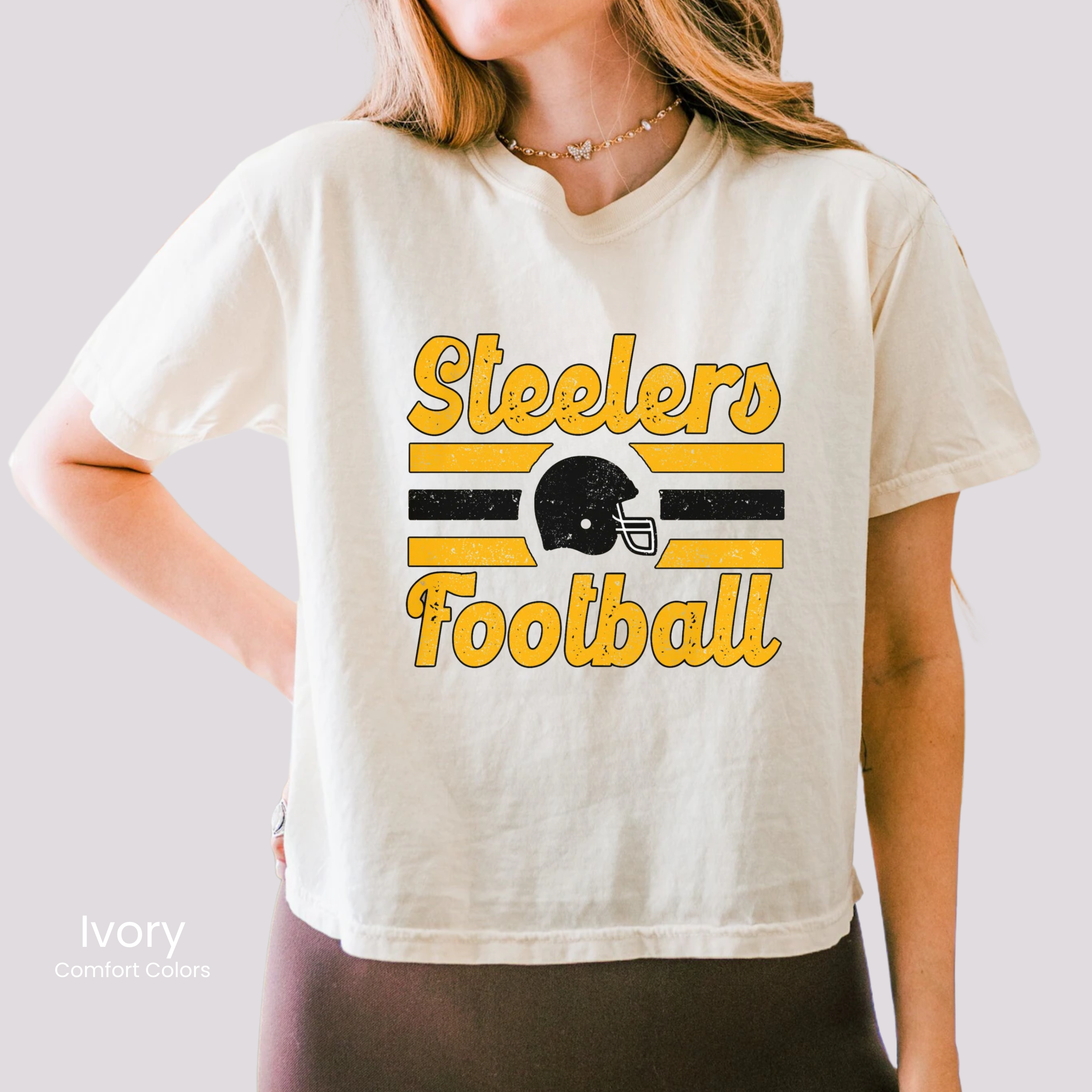 Comfort Colors Boxy Crop Steel City Football Tee
