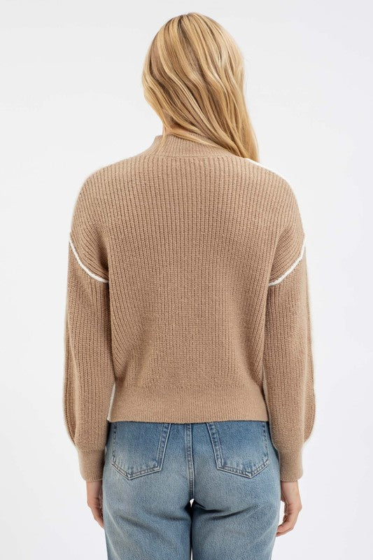 Neutral Exposed Seam Sweater