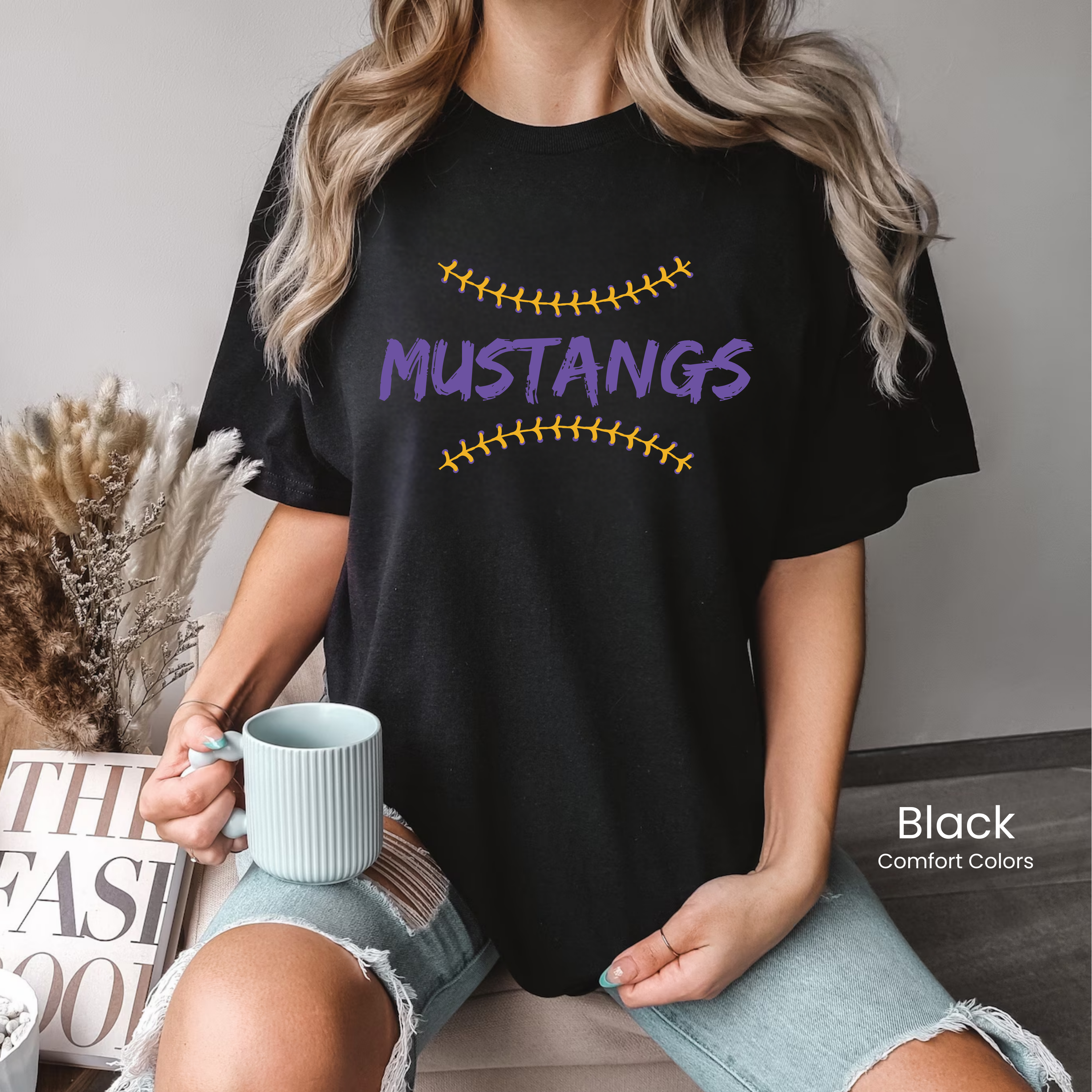 Comfort Colors Mustangs Baseball Laces Tee