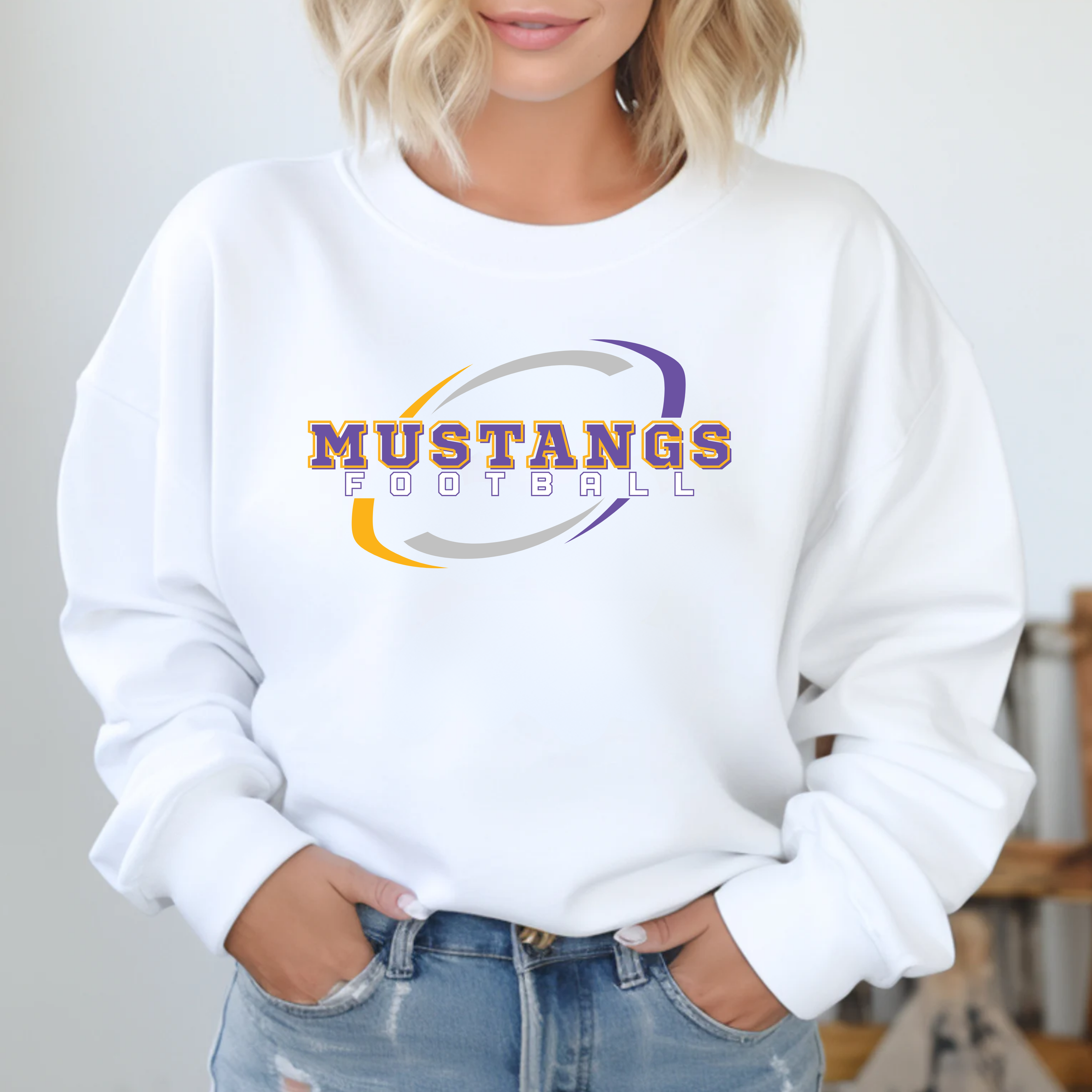 Gildan Softstyle Mustangs Football Swirl Sweatshirt