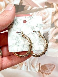 Medium Textured Metal Hoop Earrings