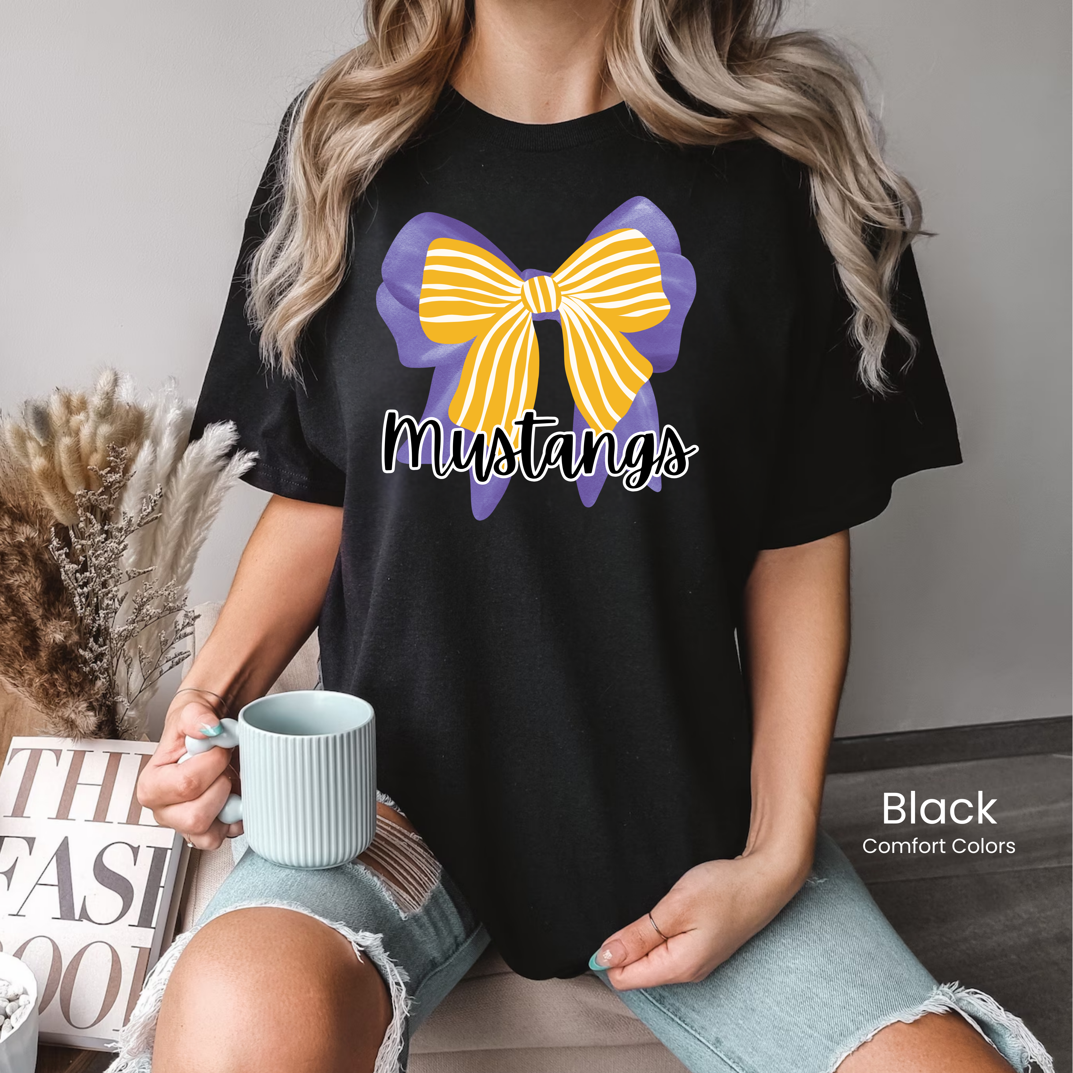 Comfort Colors Mustangs Double Bow Tee