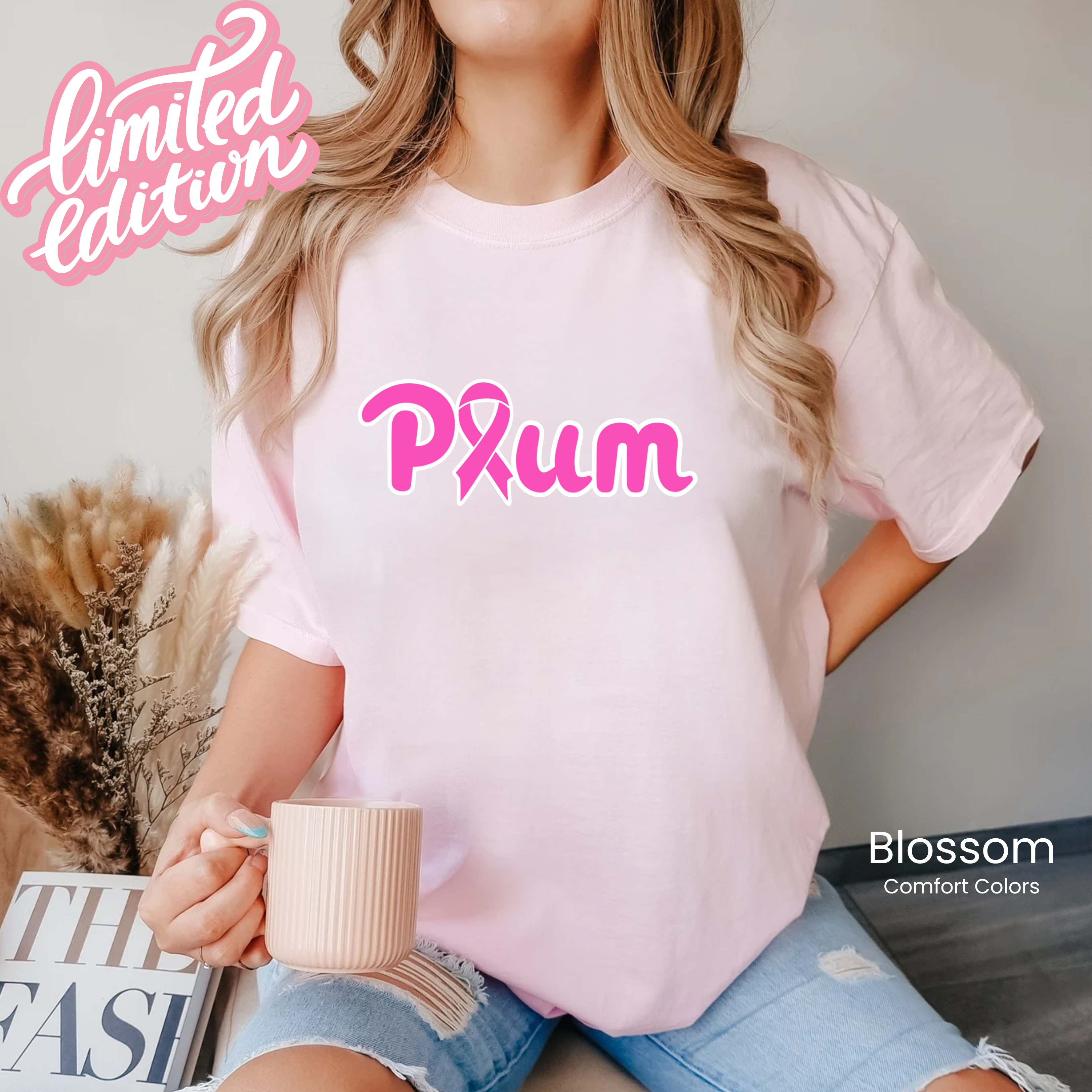 Comfort Colors PINK Plum Ribbon Tee