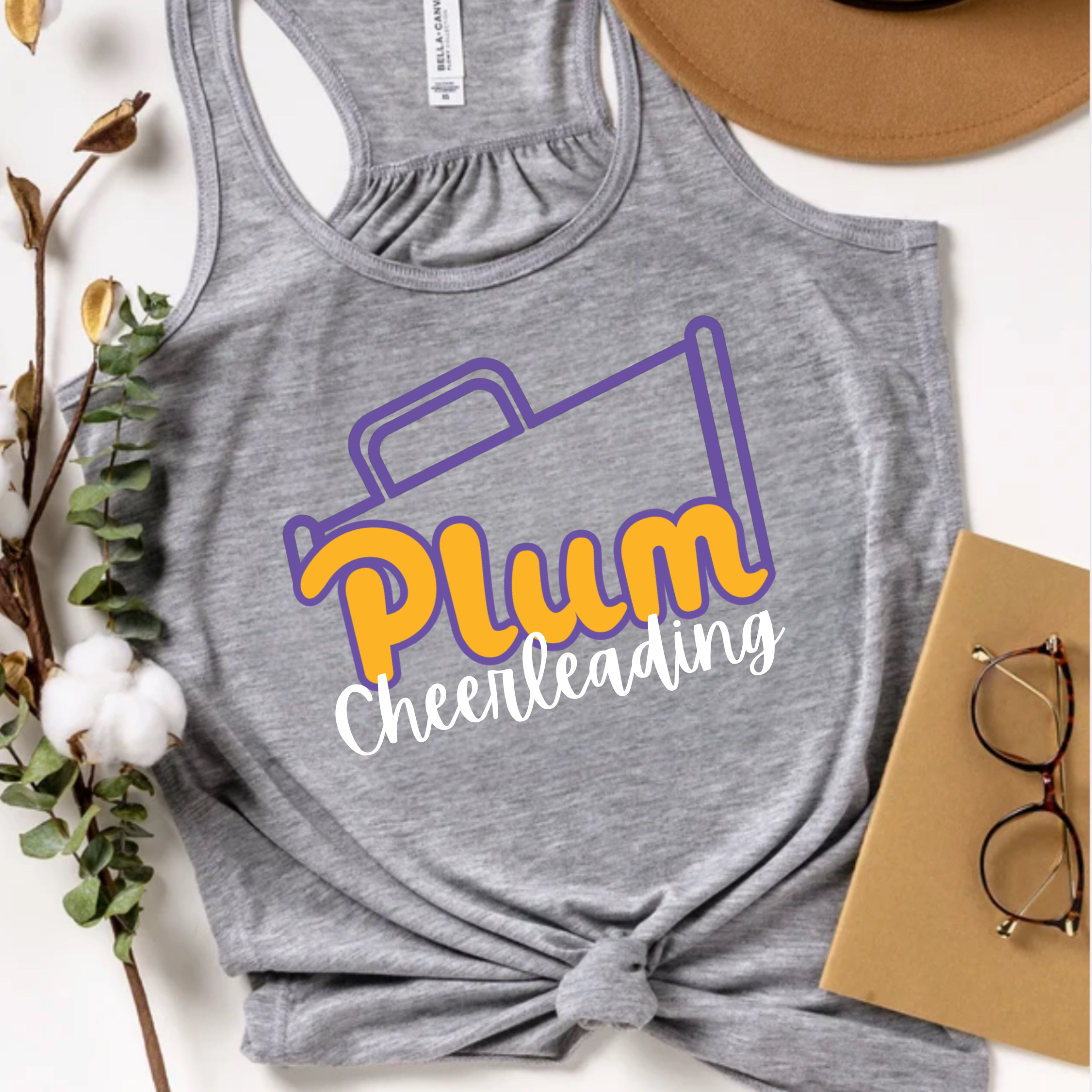 Plum Cheerleading Flowy Racerback Tank