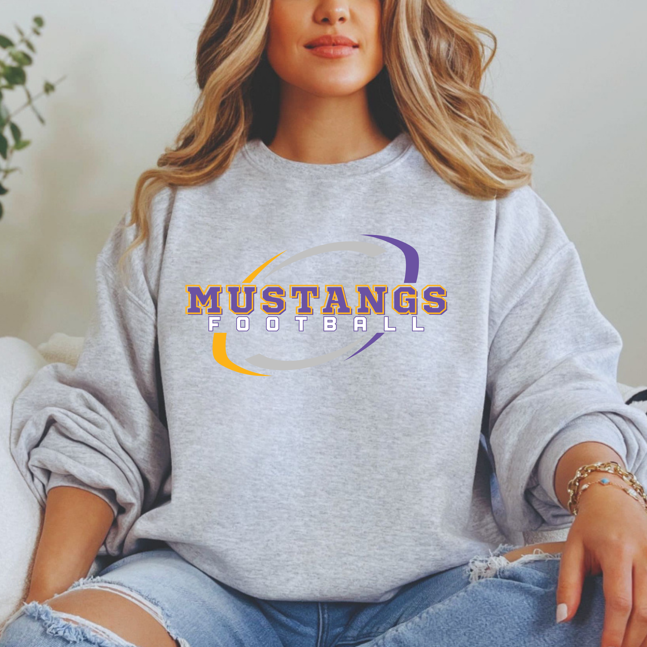 Gildan Softstyle Mustangs Football Swirl Sweatshirt