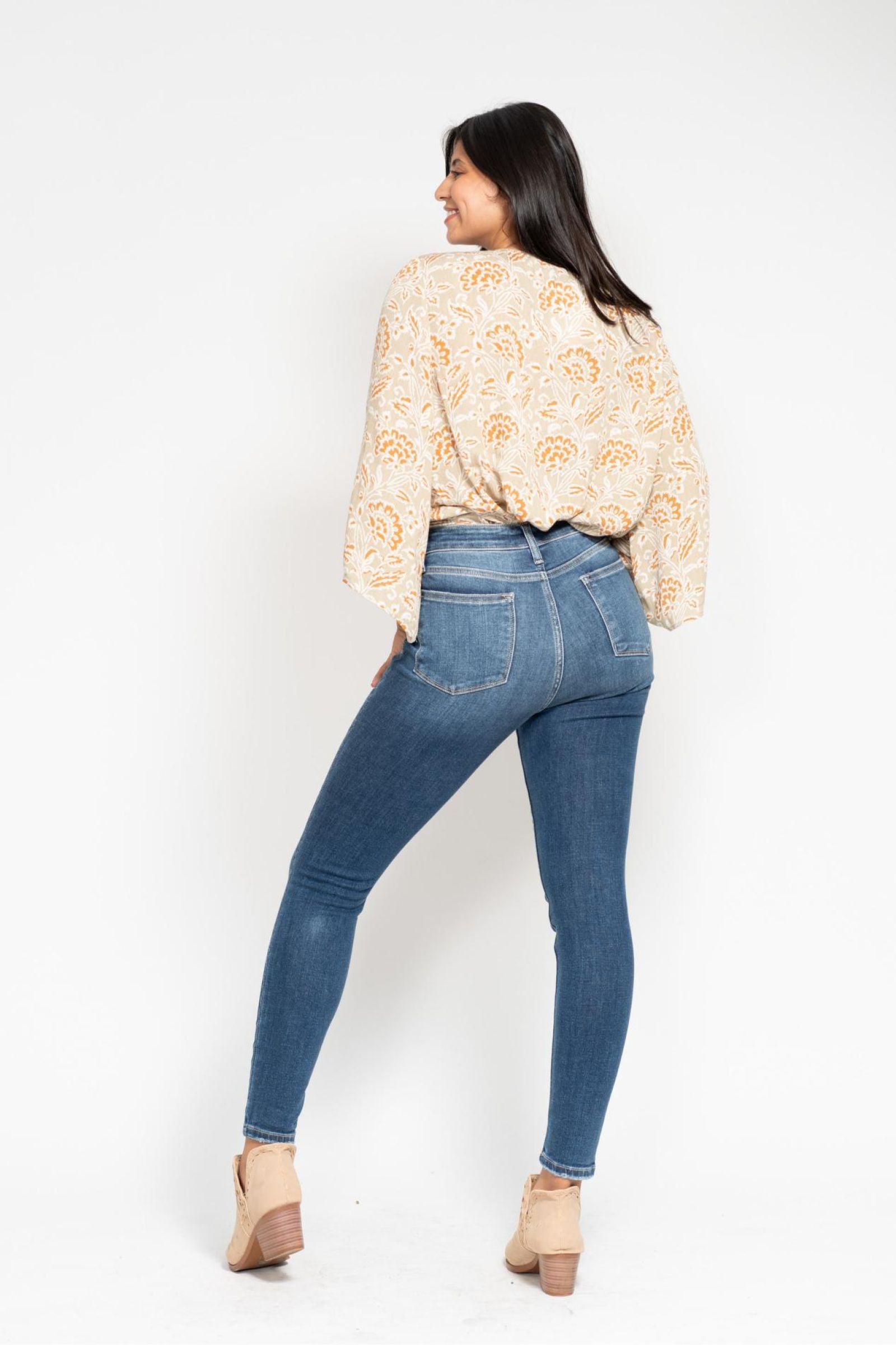 Baylee High Rise Button Fly Skinny Jeans