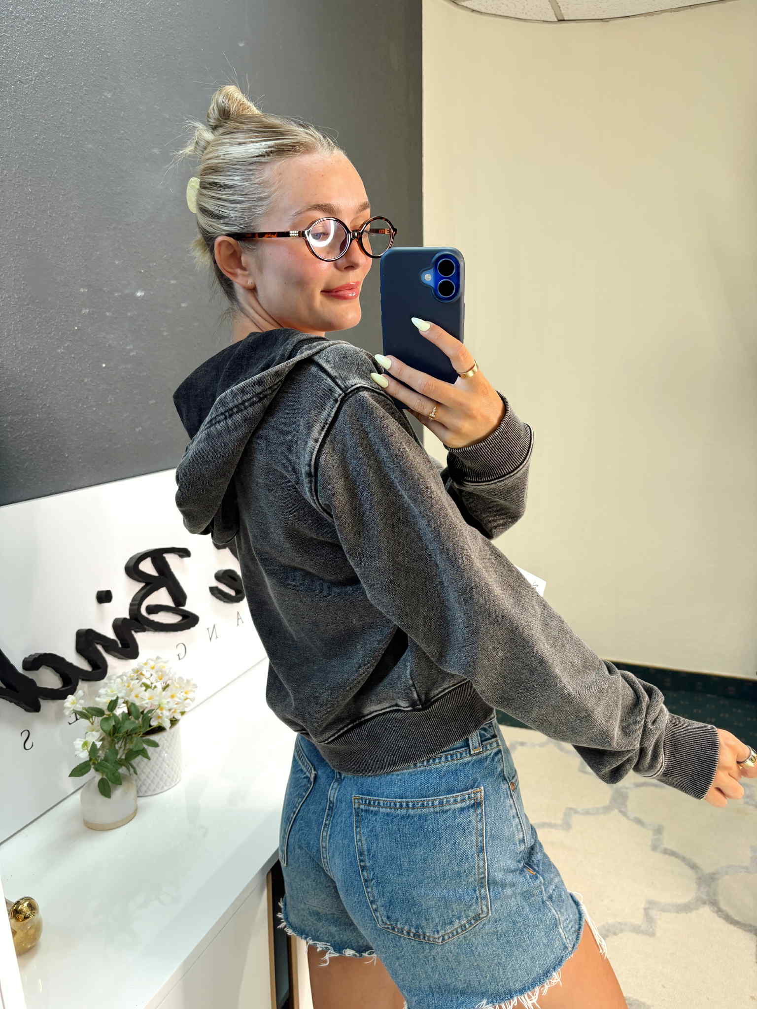 French Terry Washed Zip-Up Hoodie