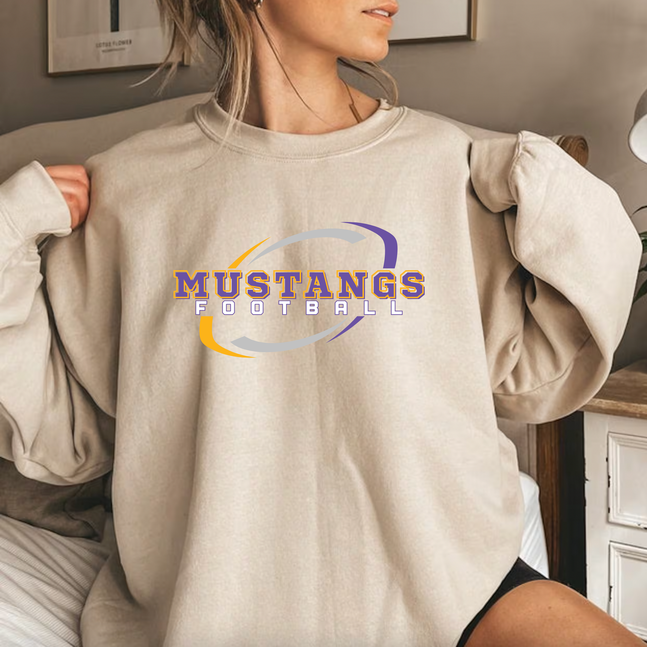 Gildan Softstyle Mustangs Football Swirl Sweatshirt